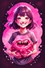 Placeholder: A detailed illustration Anime girl smiling crushed inside really darkpink fleshy stomach filled with digestive juices, t-shirt design, cute and quirky, fantasy art, watercolor effect, bokeh, Adobe Illustrator, hand-drawn, digital painting, low-poly, soft lighting, bird's-eye view, isometric style, retro aesthetic, focused on the character, vector logo, vector art,