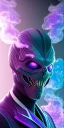 Placeholder: purple venom galaxy super villain and teal smoke background