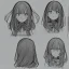 Placeholder: Clear focus, High resolution, rough line sketch, kid, choppy cut hair, long hair with a bow at the back, concept art, anime style, masterpiece