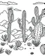 Placeholder: outline art for bold and easy coloring pages with A very simple and super minimal design a beautiful cactus landscape., white background, sketch style, fully body, only use outline, cartoon style, clean line art, white background, no shadows and clear and well outlined