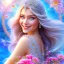 Placeholder: Beautyful smiling young woman, long hair amazing blue eyes, flowers, happy cosmic, bright colors, blue, pink, gold, jewels, realistic, photo real, clear sunny background, highly detailed, high contrast, 8k high definition, unreal engine 5, extremely sharp detail, light effect, sunny light background