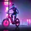 Placeholder: photo of a ninja riding a bike; in an alternate universe in tokyo; cyberpunk; realistic; rain; neon signs