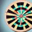 Placeholder: A dart board with seven darts on it