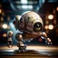 Placeholder: portrait of a ultra ninja cute robot entering under a big air ship, photo-realistic, shot on Hasselblad h6d-400c, zeiss prime lens, bokeh like f/0.8, tilt-shift lens 8k, high detail, smooth render, down-light, unreal engine, downlight, prize winning