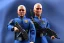 Placeholder: Plastic Mike Pence as G.I. Joe toy Doll figure With a pistol space force Commander Blue fabric uniform, black Moonboot in a clear package