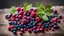 Placeholder: A summer picture with freshly picked forest berries (lingonberry, blueberry, raspberry)