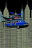 Placeholder: punisher sku;; city car helicopter chase in the style of Hiroshi Nagai