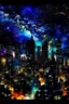 Placeholder: New York City buildings at night in Abstract Fluid, Galaxy nebula