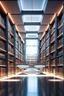 Placeholder: Modern library with high tech style. Robotic design of the library. High quality image in 8k.