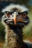 Placeholder: An oil painting of a very beautiful ostrich with wide eyes