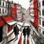 Placeholder: Ink illustration by Alexander Jansson, inspired by the unsettling symbolism of Santiago Caruso and Edward Gorey, popular culture infecting city, miasma of consumerism, sentient buildings, red and black dual color, line art punctuating the grim narrative, De stijl aesthetic, detailed sketch, chilling motifs, dramatic, textured surface, ominous representation, unsettling offbeat pop critique.