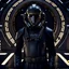 Placeholder: star wars bald male corellian pilot wearing gunmetal grey and black First Order armored special forces TIE pilot flightsuit and helmet with gold trim inside the jedi temple, centered head and shoulders portrait, hyperdetailed, dynamic lighting, hyperdetailed background, 8k resolution, volumetric lighting, fully symmetric details