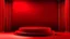 Placeholder: Red Stage podium on red christmas background with copy space, Blank platform for xmas product presentation