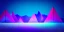 Placeholder: 3d rendering. Abstract futuristic neon background. Fantastic landscape with glowing geometric triangular frame and mountains