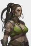 Placeholder: huge female half orc braided ponytail barbarian dnd