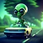 Placeholder: a cartoon alien driving a car down a road, a character portrait by Mike Winkelmann, featured on cgsociety, pop surrealism, rendered in cinema4d, daz3d, behance hd