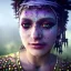 Placeholder: butterfly slumlord gypsie, A soft portrait of a woman, insane facial make-up detail, ambient detail, depth of field, dirty make-up, crystalized complimentary colors, queen, atmospheric, realistic, unreal engine, lighting, octane render, proportional, national geographic haze,