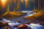 Placeholder: Oil painting with knife, Rapides, Cascade, River Moose, Noon Sun, Under the Rockwoods.