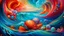 Placeholder: A surrealistic painting of floating seashells in a dream-like ocean setting, enhanced with vibrant colors and abstract shapes