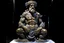 Placeholder: A dark statute of a god from Atlantis in a galaxy designed in ancient Roman mosaics painted by Claude Monet