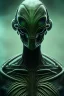 Placeholder: alien, head, dark, evil,green eyes, weapons, blood, 8k, finely detailed, photo realistic, HR Giger style