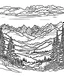 Placeholder: drawing with pen outline art for adults coloring book a line drawing no grey color drawing with pen outline art for adults coloring book,A majestic mountain landscape with the first rays of sunlight illuminating the snow-capped peaks, with shimmering lakes in the foreground and a pine forest below." white background, sketch style, only outlines used, cartoon style, lines, coloring book, clean lines, no background. White, Sketch styl