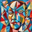 Placeholder: Cubism, the poker player, broken angles between image fragments, combined varying planes, different angles, masterpiece detailed abstract image, cubistic fragmented pastel drawing, fantasy portrait by pablo picasso