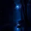 Placeholder: midnight sadness, really dark rainy forest, dark blue hue