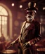 Placeholder: steampunk, cabaret scene. old man. Sunglasses, rain, smoking, happy, hot, people background, highly detailed, concept art, unreal engine 5, god rays, ray tracing, RTX, lumen lighting, ultra detail, volumetric lighting, 3d, finely drawn, high definition, high resolution.