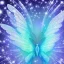 Placeholder: subtle cristal transparent bright glitter blue butterfly, light, galactic, subtle flowers