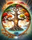 Placeholder: The tree of life is made of the four seasons of spring, summer, autumn, winter, along with light, water, fire, wind, soil and love