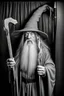 Placeholder: Gandalf with crowbar taking serie of BW photos inside photo booth.