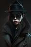 Placeholder: Gangster girl in dark hat, glasses, coat.