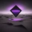 Placeholder: a large dark black rhombus with a neon purple outline floating over a desolate monochrome landscape