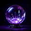 Placeholder: crystal ball as a magical weapon, purple lighting, black background