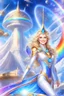 Placeholder: cosmic woman angels smile,admiral high commander from the future, one fine whole face, crystalline skin, expressive blue eyes,rainbow, smiling lips, very nice smile, costume rainbow pleiadian, Beautiful tall woman pleiadian Galactic commander, ship, perfect datailed golden galactic suit, high rank, long blond hair, hand whit five perfect detailed finger, amazing big blue eyes, smilling mouth, high drfinition lips, cosmic happiness, bright colors rainbow, blue, pink, gold, jewels, realist,8k