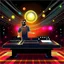 Placeholder: Dance hall ,dj play ,laser lights, disco ball, beard DJ play music with DJ desk,