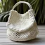 Placeholder: macrame bag creamy color , basket white embroidered with lecce stone bead creamy color,