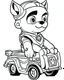 Placeholder: outline art for Paw Patrol Wheelchair coloring page, Japanese manga style, cartoon style, cute face, white background sketch style, full body is a must, only use outline, clean line art, no shadow, bold outline