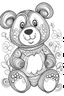 Placeholder: Outline art for coloring page, GROOVY HAPPY TEDDY BEAR, coloring page, white background, Sketch style, only use outline, clean line art, white background, no shadows, no shading, no color, clear