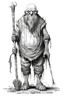 Placeholder: The full body of one fat old man holding an axe , a thin line draw , front view camera, decayed and rotting with grotesque proportions and imagery. surreal horror, biomechanical design, by hr giger and beksinski , fine lines draw all white picture