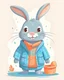 Placeholder: grey bunny happy with clothes illustration