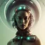 Placeholder: double exposure of a futuristic cyberpunk woman in an alien city by alessio albi --v 4