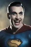 Placeholder: Bela Lugosi as Herman Munster Superman, laughing - Blue eyes - full color - 32k, UHD, 1080p, 8 x 10, glossy professional quality digital photograph - dark foggy gradated background, historic, powerful, octane rendering, exquisite detail, 30 - megapixel, 4k, 85 - mm - lens, sharp - focus, intricately - detailed, long exposure time, f8, ISO 100, shutter - speed 1125, diffuse - back - lighting, ((skin details, high detailed skin texture)),