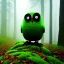 Placeholder: Mossy robot owl in a misty forest