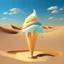 Placeholder: an ice cream in the desert in the style of dalì