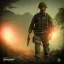 Placeholder: vietnam war. jungle. cd cover. bokeh. lens flare. warm lights. high detailed