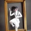 Placeholder: create a framed af a mime with a horn in 1920's attire