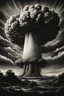 Placeholder: black and white dramatic nuclear explosion with a lot of details in photorealistic style