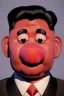 Placeholder: Waist up muppet Portrait, Kim Jong-un muppet doll, black suit, photo studio, red background, unreal engine 5, concept art, art station, god lights, ray tracing, RTX, lumen lighting, ultra detail, volumetric lighting, 3d.